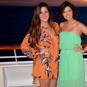 Orange bell-sleeve dress